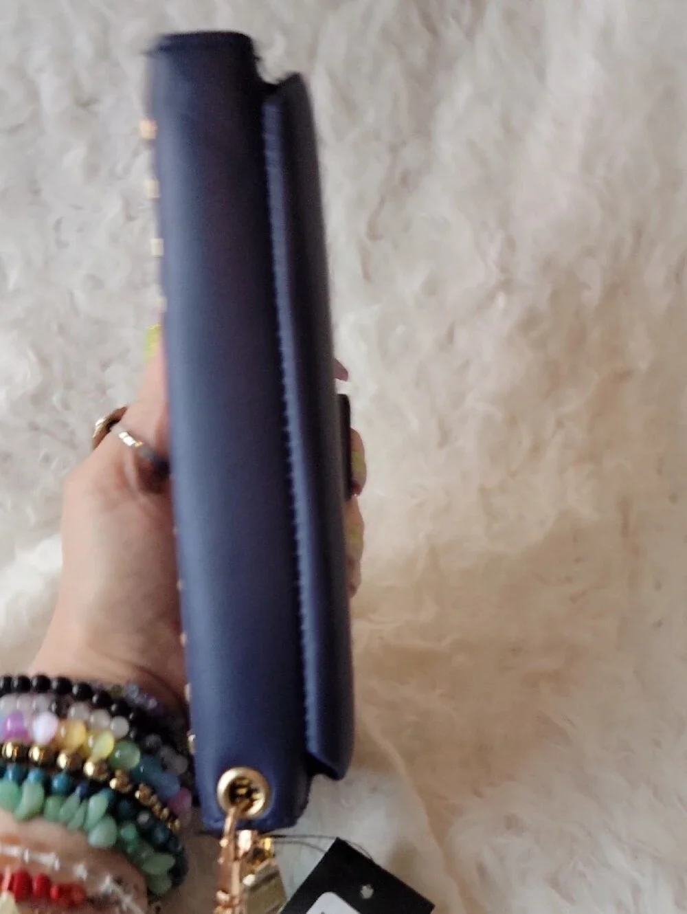 NWT Badgley Mischka Navy Studded Wristlet With Separate Phone Compartment